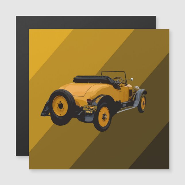 Gelbes Vintages Cabrio, Magnetkarte (Vorne/Hinten)
