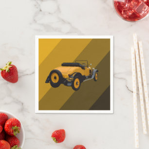 Gelbes Vintages Cabrio, PapierNapkins Serviette