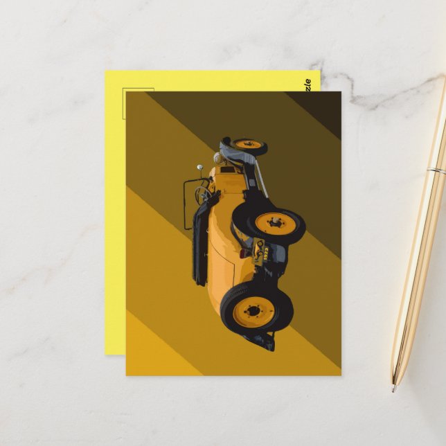 Gelbes Vintages Cabrio, Postkarte (Vorderseite/Rückseite Beispiel)