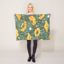 Gelbes Vintages Mohn Fleece Blanket