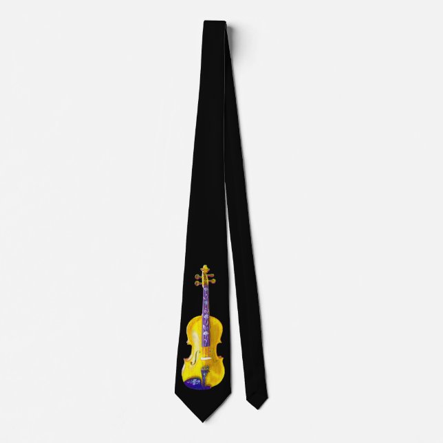 GELBES VIOLIN-TIE-ON SCHWARZES KRAWATTE (Vorderseite)