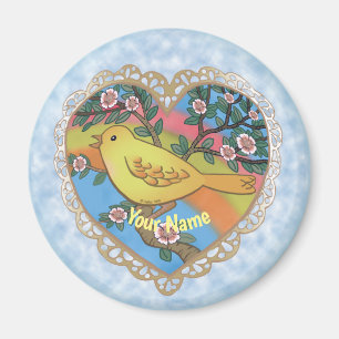 Gelbes Vogelherz-individuelle Name Magnet