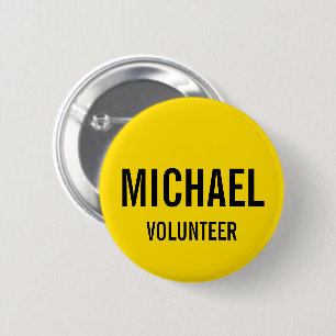 Gelbes Volunteer Abzeichen mit Individuelle Name Button