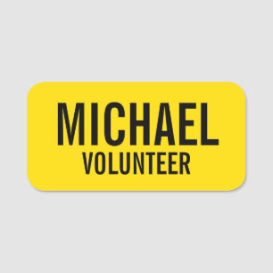 Gelbes Volunteer Abzeichen mit Individuelle Name Namensschild