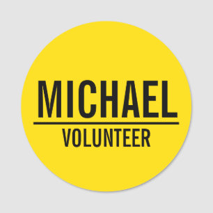 Gelbes Volunteer Abzeichen mit Individuelle Name Namensschild