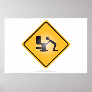 Gelbes Warnzeichenplakat des Katers Poster