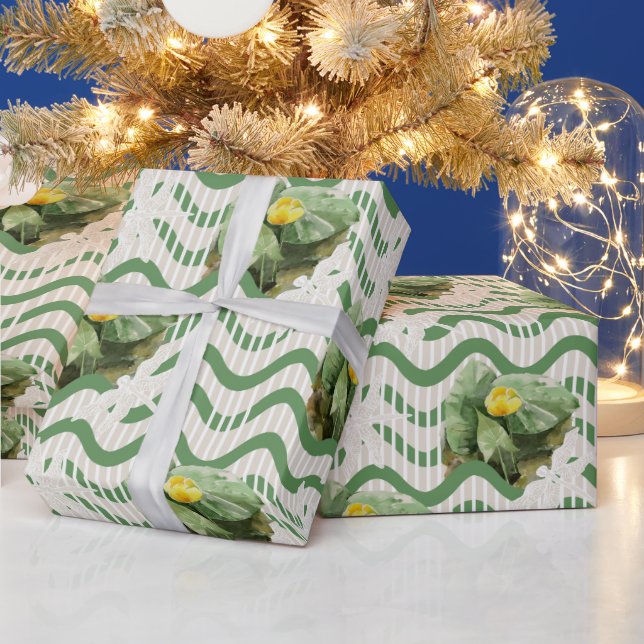 gelbes Wasserfarben-Muster Geschenkpapier (Feiertage)