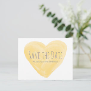 Gelbes Wasserfarbenherz Save the Date Postkarte