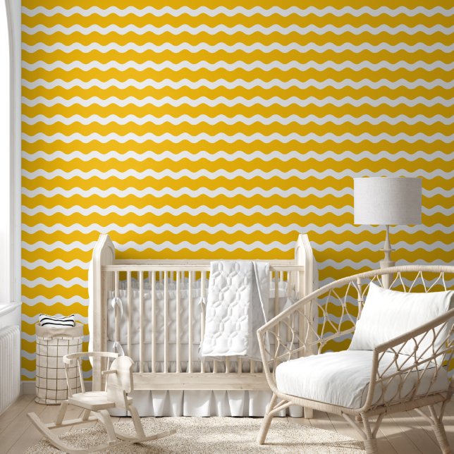 Gelbes Wavy Ric Rac Strickmuster Tapete (Kinder)