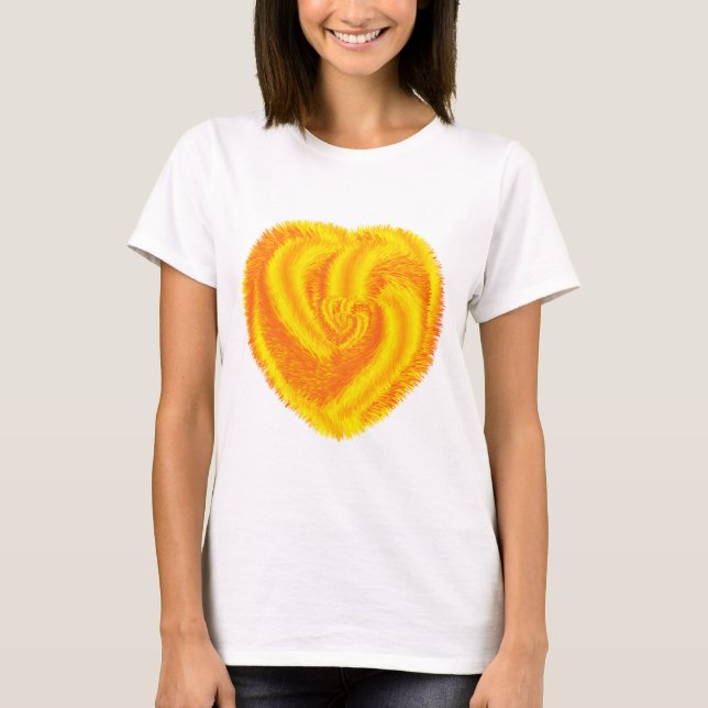 Gelbes weiches Hairy Heart T-Shirt (Vorderseite)
