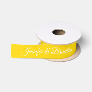 Gelbes Weiß Elegant für Hochzeiten Personalisierte Satinband