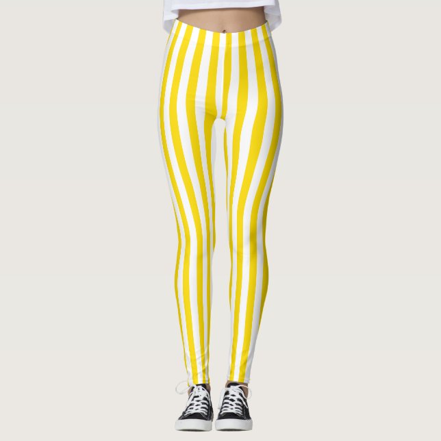 Gelbes Weiß färbt moderne Schablone elegant Leggings (Vorderseite)