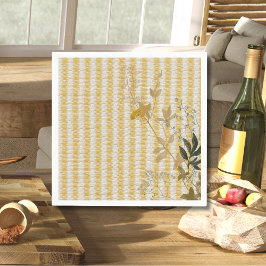 Gelbes weißer Streifen Floral Gingham Kariert Baue Serviette