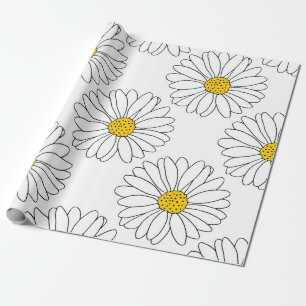 Gelbes weißes Daisy-Muster Geschenkpapier