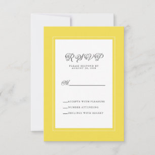 Gelbes weißes Elegant für Hochzeitsreaktion RSVP Karte