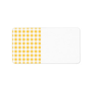 Gelbes weißes Gingham-Muster Adressaufkleber