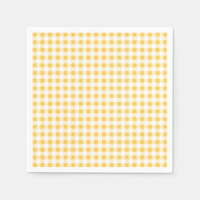 Gelbes weißes Gingham-Muster, Ihre Monogramm Serviette (Vorderseite)