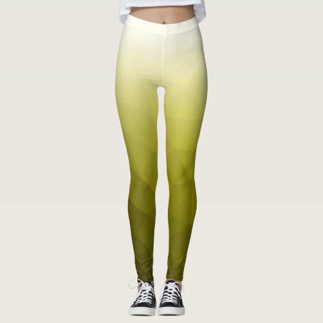 Gelbes weißes Gradient Geometrisches Mesh Muster Leggings (Vorderseite)