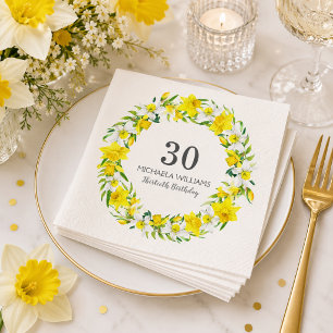 Gelbes weißes Nadelkraut 30. Geburtstag Serviette