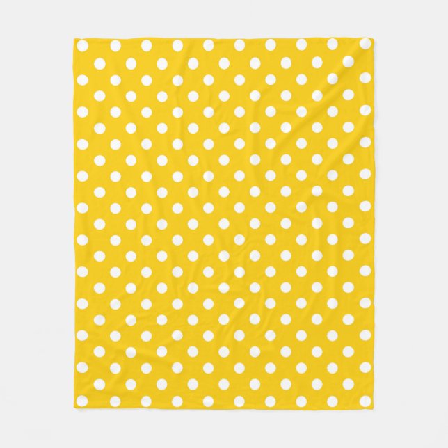 Gelbes weißes Polka Dots Design Fleecedecke (Vorderseite)