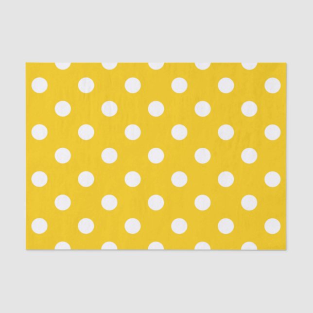 Gelbes weißes Polka Dots Design Seidenpapier (Vorderseite)