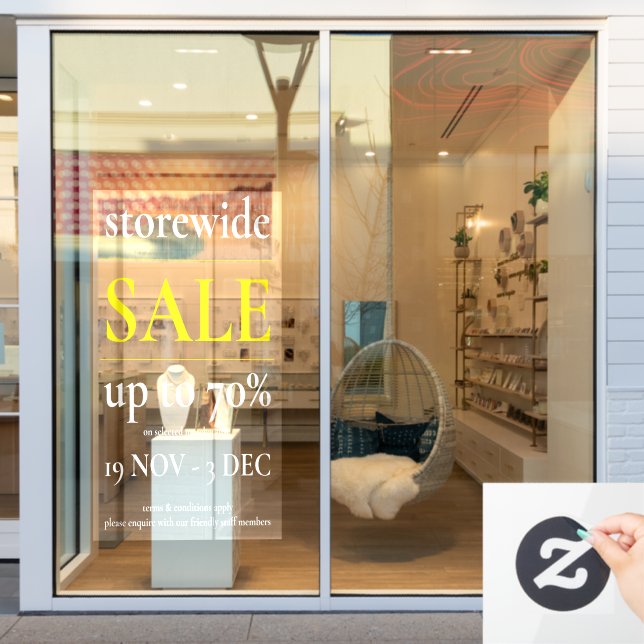 Gelbes weißes Verkaufsfenster Zeichen Beruflich Fensteraufkleber (Schaufenster)