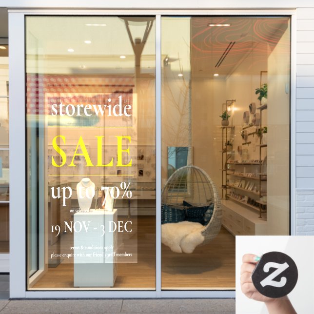 Gelbes weißes Verkaufsfenster Zeichen Beruflich Fensteraufkleber (Schaufenster)