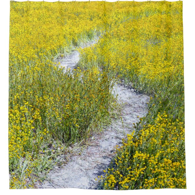 Gelbes Wildblume Duschvorhang (Vorderseite)