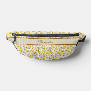 Gelbes Wildblumen-Muster Monogramm Name Bauchtasche