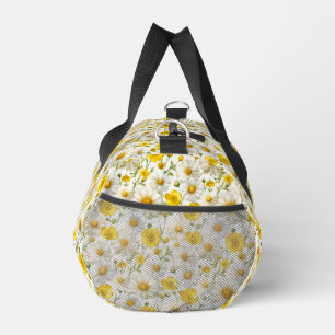 Gelbes Wildblumen-Muster Monogramm Name Duffle Bag
