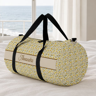 Gelbes Wildblumen-Muster Monogramm Name Duffle Bag
