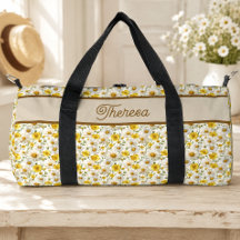 Gelbes Wildblumen-Muster-Monogramm-Name