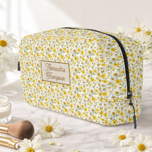 Gelbes Wildblumen-Muster Monogramm Name Waschbeutel