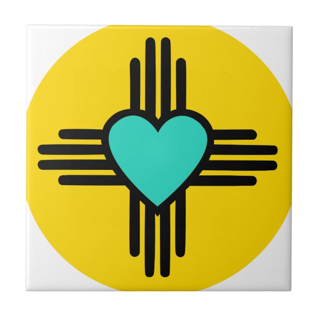 Gelbes Zia-Herz Fliese (Vorderseite)