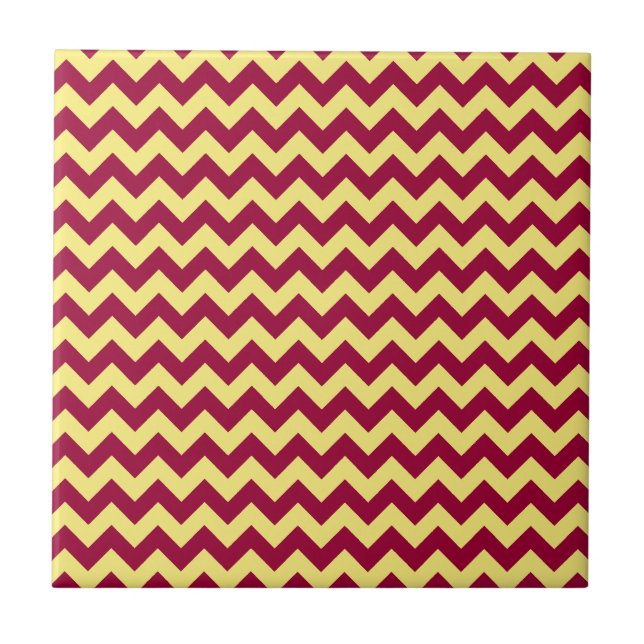 Gelbes Zickzack Design Fliese (Vorderseite)