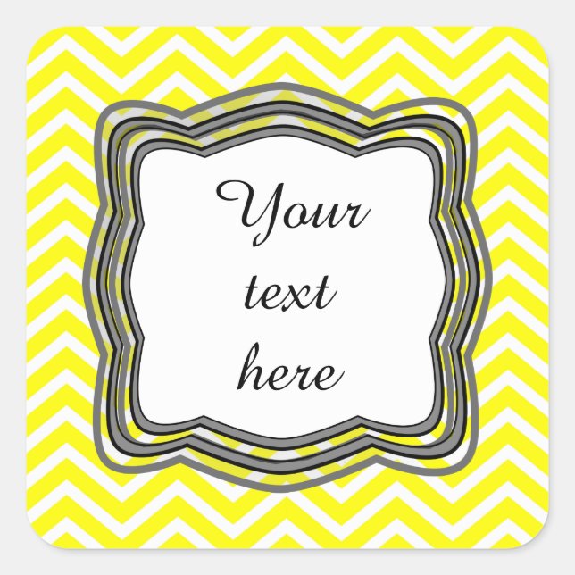 Gelbes Zickzack Etikett Quadratischer Aufkleber (Vorderseite)