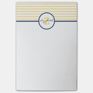 Gelbes Zickzack Monogramm Post-it Klebezettel