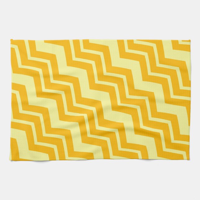 Gelbes Zigzag Zickzack Muster Geschirrtuch (Horizontal)