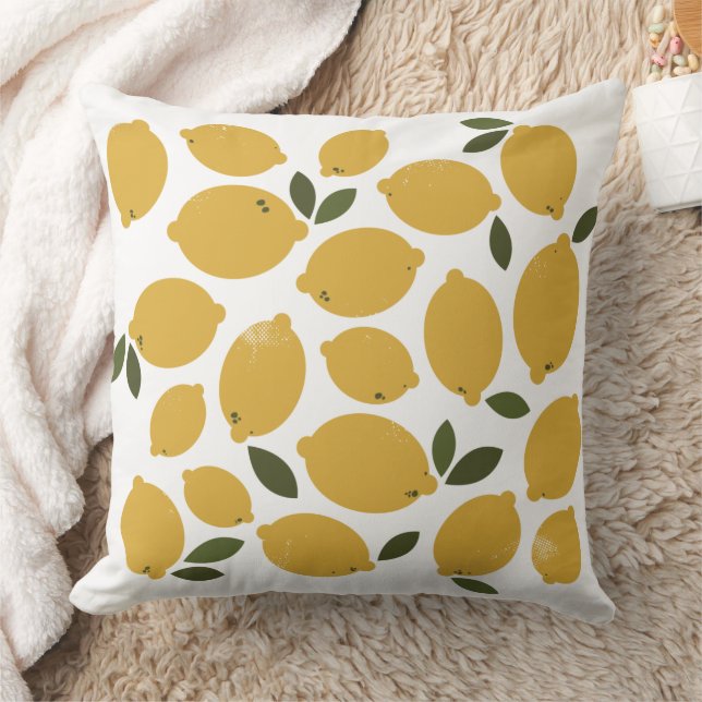 Gelbes Zitronendesign Kissen (Decke)