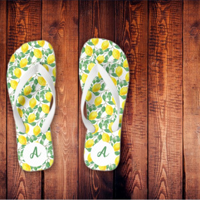Gelbes Zitronenmuster Flip Flops (Von Creator hochgeladen)