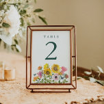 Gelbfarbene Hochzeit der Sonnenblume Tischnummer<br><div class="desc">Gelbe und rosafarbene Tischnummer Blütenblütencreme</div>