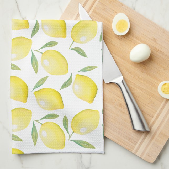 Gelbfarbene Zitronen Geschirrtuch (Viertel Falte)