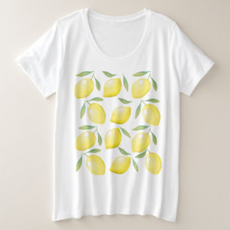 Gelbfarbene Zitronen Große Größe T-Shirt