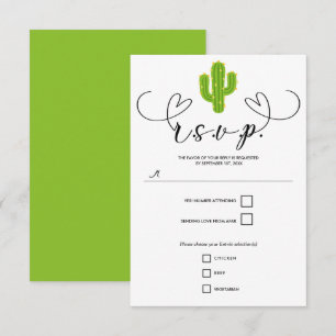 Gelbfarbener Herz Kaktus Fiesta Liebe Hochzeit Ant RSVP Karte
