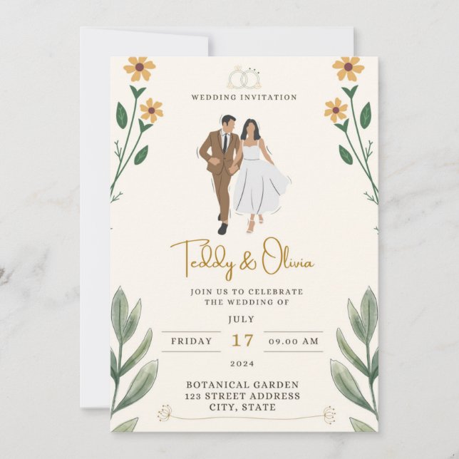 Gelbfarbener Ständer Einladung (Vorderseite)