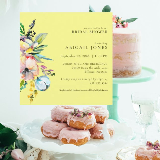Gelbfarbenes Brautparty mit Blumenbezug Einladung (Von Creator hochgeladen)
