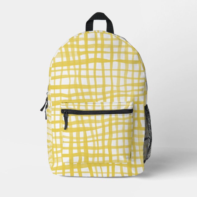 Gelbfarbenes Gingham-Muster Bedruckter Rucksack (Vorderseite)
