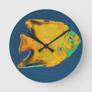 Gelbfisch Runde Wanduhr
