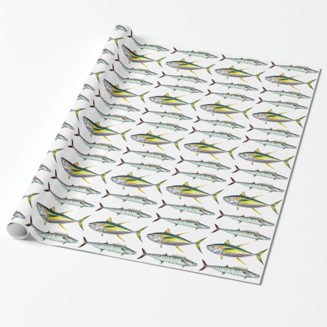 Gelbflossen- und Weißfisch Geschenkpapier (Ungerollt)