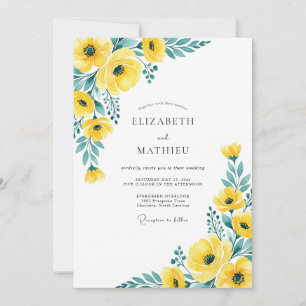 Gelbfreudige Teal-Hochzeit im Frühling Einladung